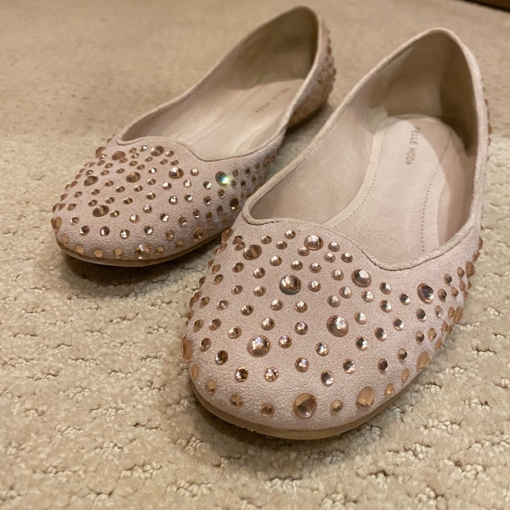 Pelle Moda Nude / Blush Embellished Ballerina Flats